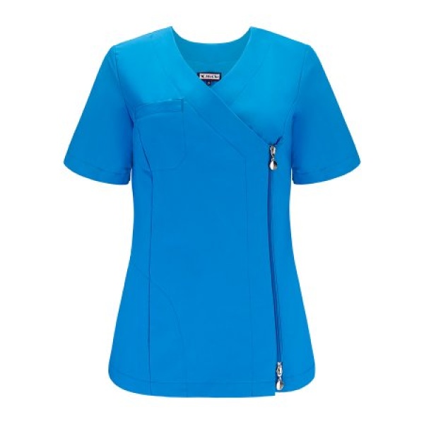 Meclo bluza medyczna damska na zamek niebieska INES