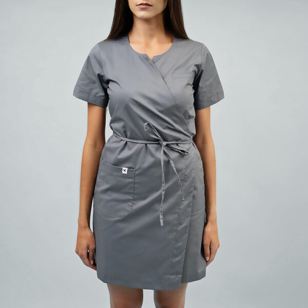 Meclo sukienka medyczna wiązana szara LENA