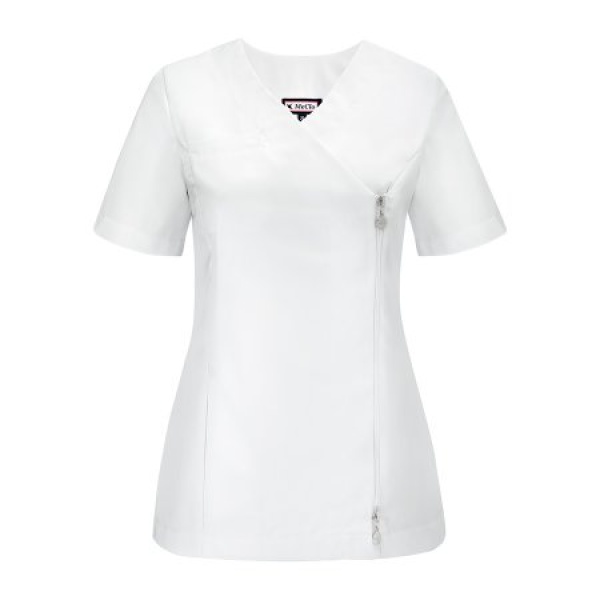 Meclo bluza medyczna damska na zamek biała INES