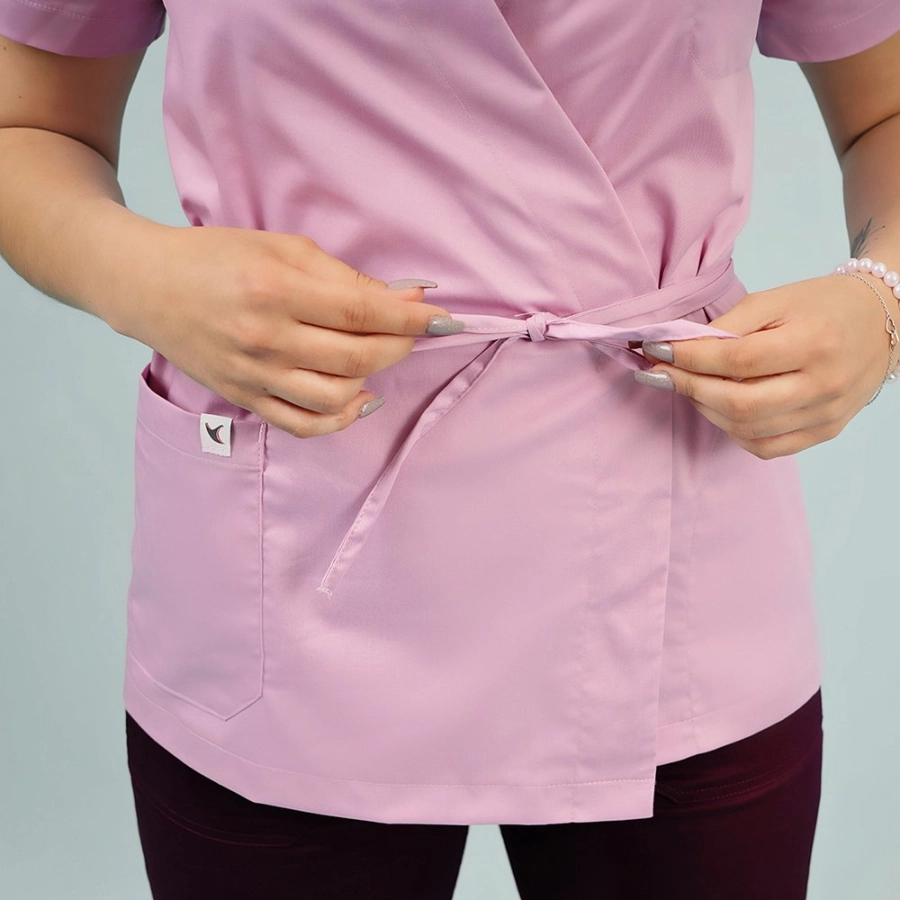 Meclo bluza medyczna damska wiązana różowa ULA