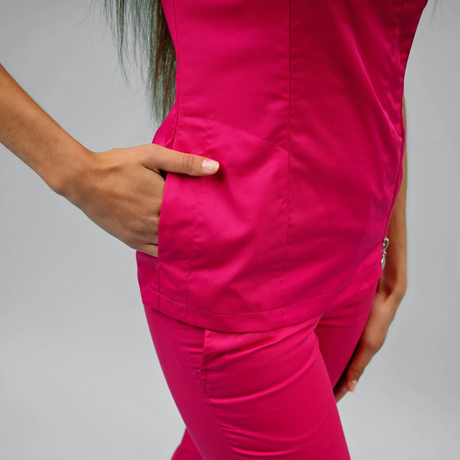 Ladies' medical zip top INES - fuchsia