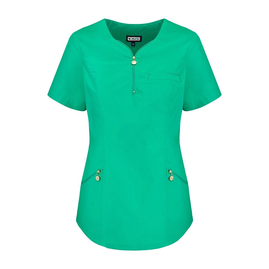 Meclo bluza medyczna damska zielona z dekoltem na zamek EMMA I